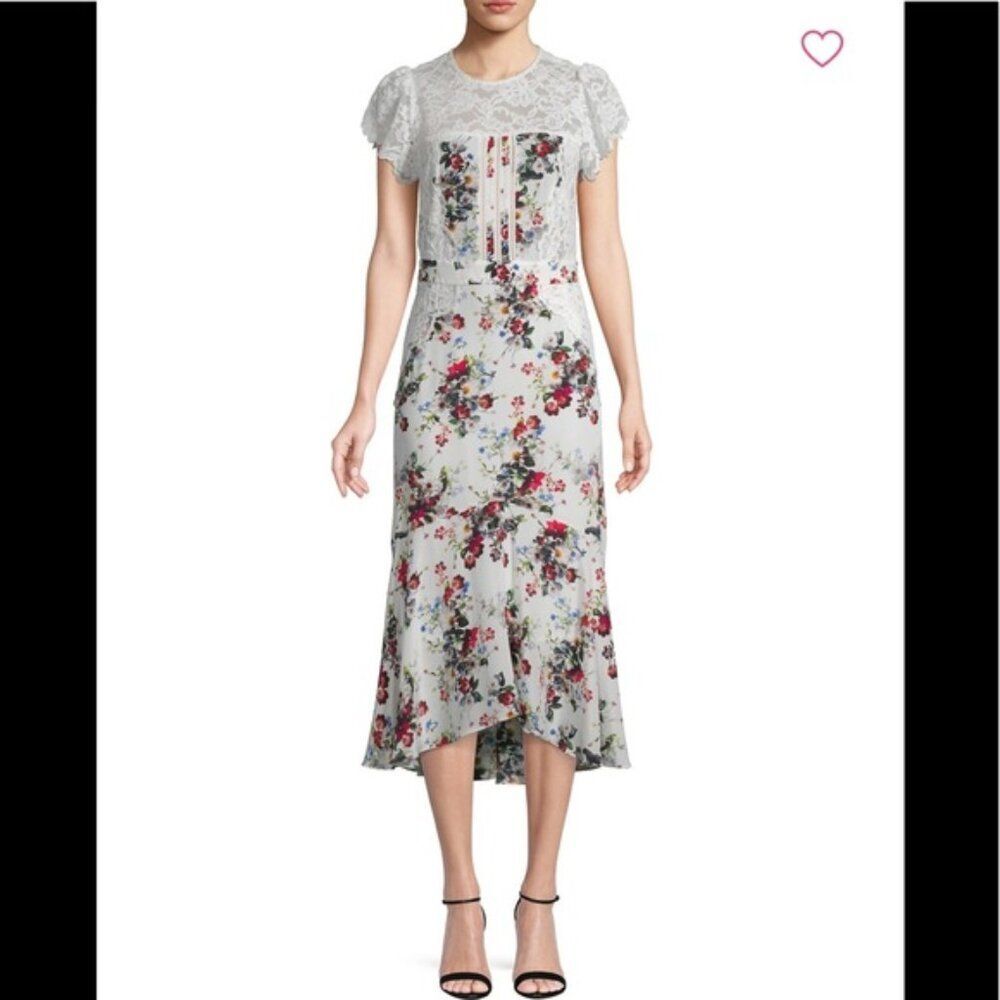Marissa Webb Imani Dress Gorgeous Back cutout floral silk lace Summer Party midi - Picture 9 of 14